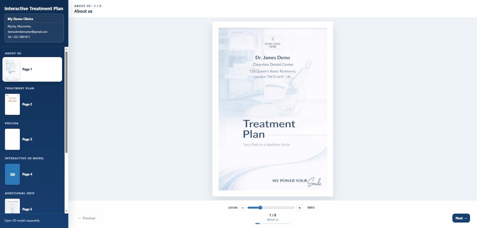 Example of the interactive treatment plan file a patient receives